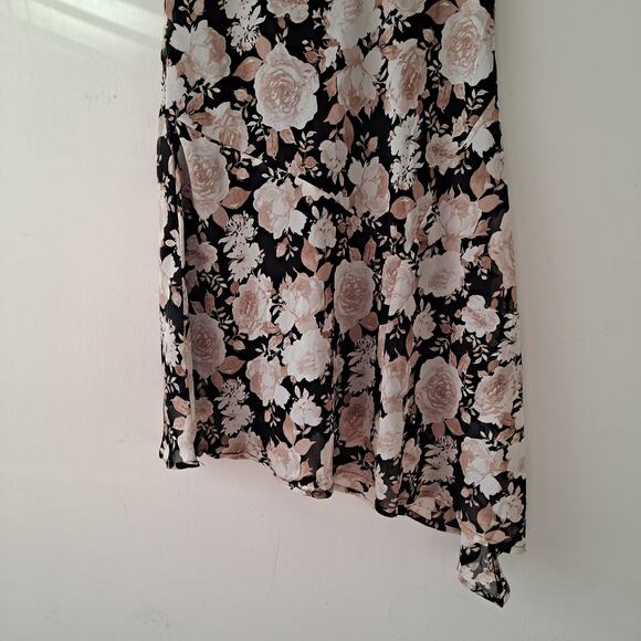 ASOS Design Floral Chiffon Midi Skirt Asymmetric Hem Multicolor Women's Size 10 - Picture 8 of 11